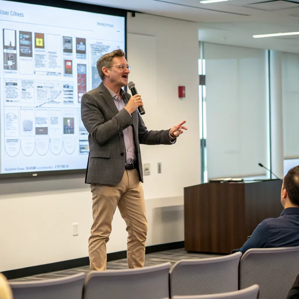 Mark Stevens presenting his design project